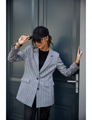 Jimmie - veste rayée pour femme à simple boutonnage gris 