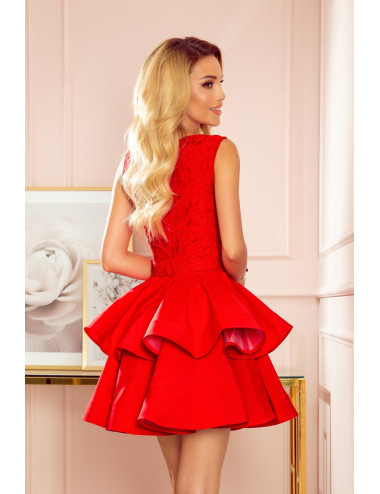 Robe exclusive avec encolure en dentelle - ROUGE 