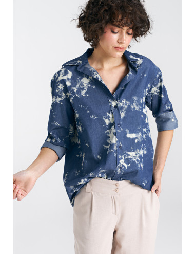 Koszula oversize - denim w marmurkowy wzór 