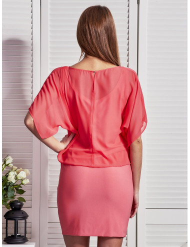 Coral dress with airy top 
