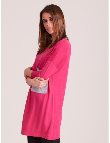 Pink Casual Tunic with Pocket 