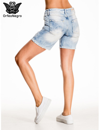 Light blue denim shorts with longer leg 