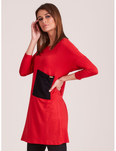 Red tunic casual with pocket 