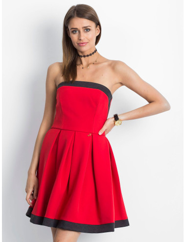 Red dress with contrasting hem 