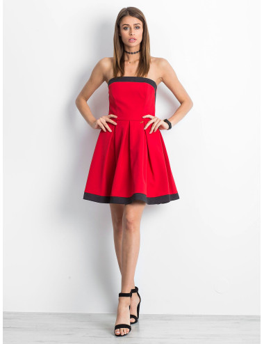 Red dress with contrasting hem 