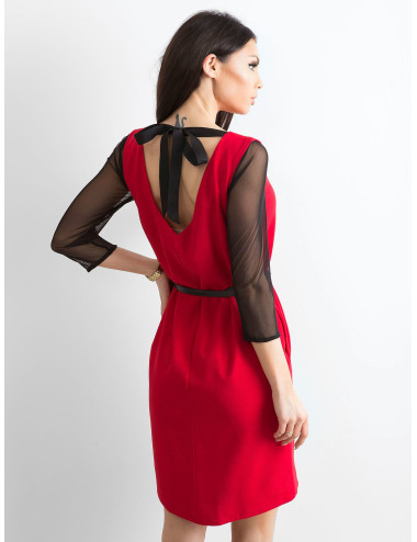 Women's dress with transparent sleeves red 