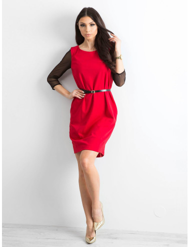 Women's dress with transparent sleeves red 