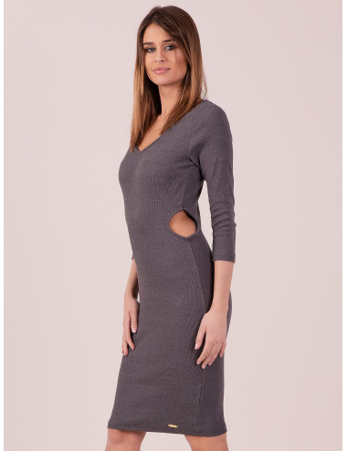Dress with side cutouts gray 