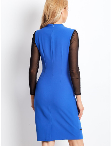 Blue dress with mesh sleeves  