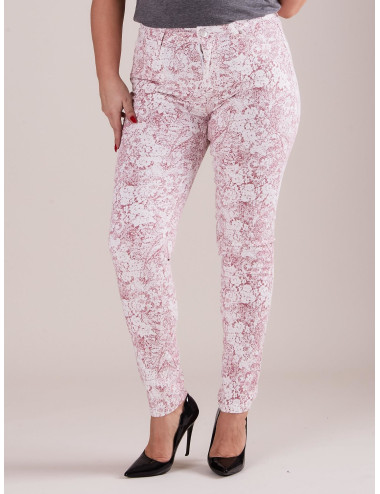 Burgundy Plus Size Patterned Trousers 