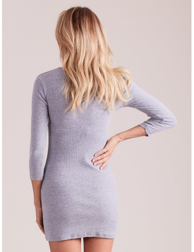 Light gray dress with lace-up neckline 
