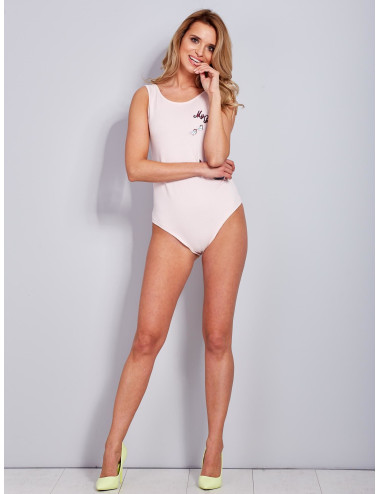 Women's Cotton Bodysuit with Patches Light Pink 