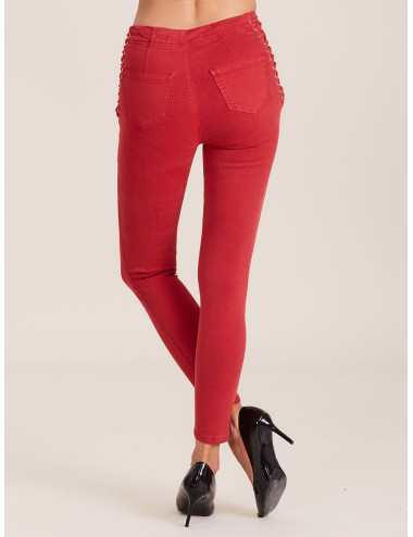 Czerwone spodnie high waist ze stretchem 