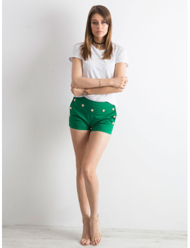 Green shorts with gold buttons 
