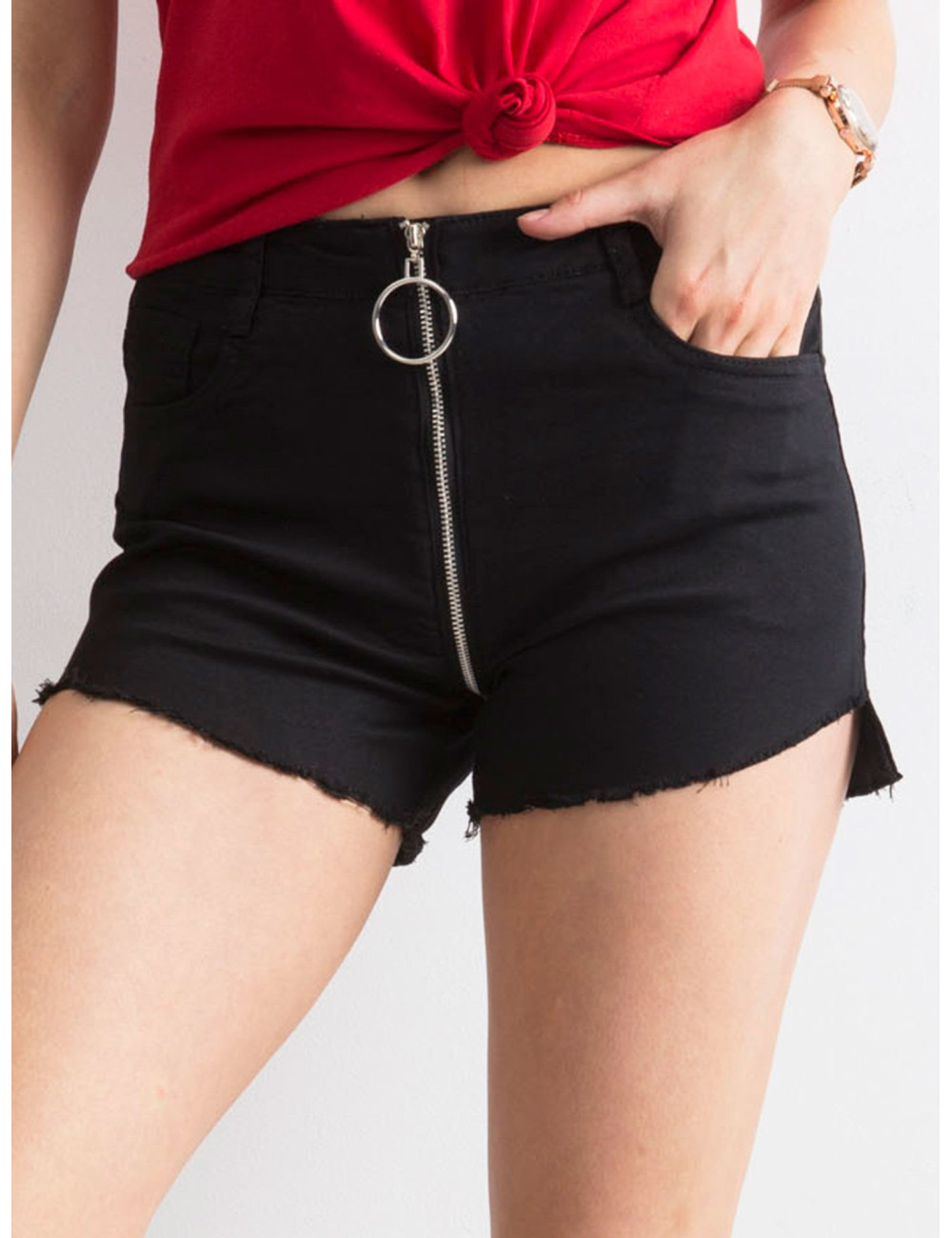 Black shorts with zipper 