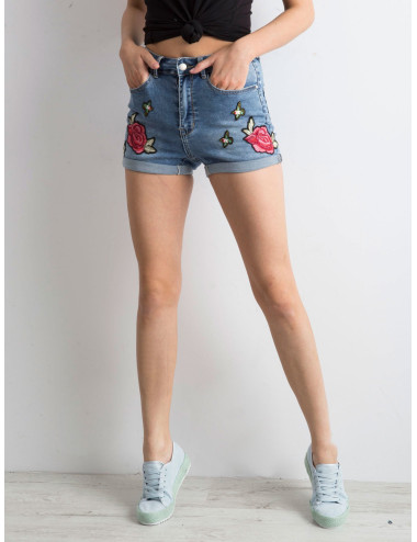 Blue shorts with floral stripes 