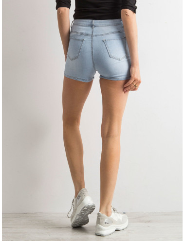 Blue high waist shorts with patch 