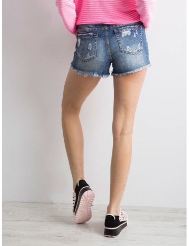 Blue denim shorts with ethnic embroidery 