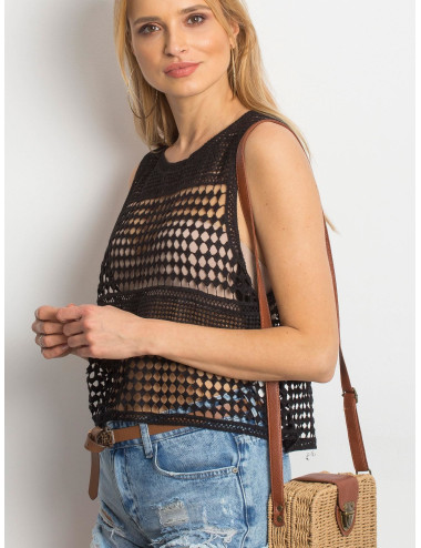 Black top with openwork pattern 