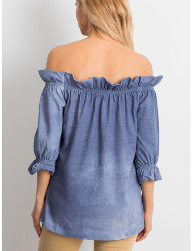 Blue spanish blouse with ruffles 