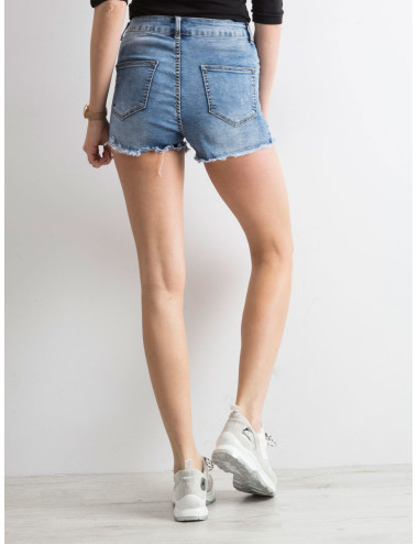 Blue jeans shorts with pearls 