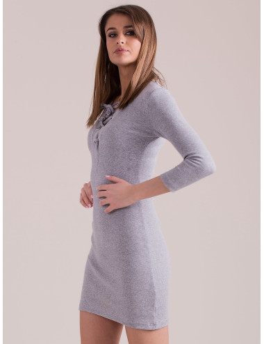 Dress fitted lace up light grey 