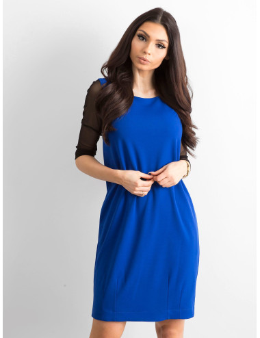 Women's dress with transparent sleeves cobalt 