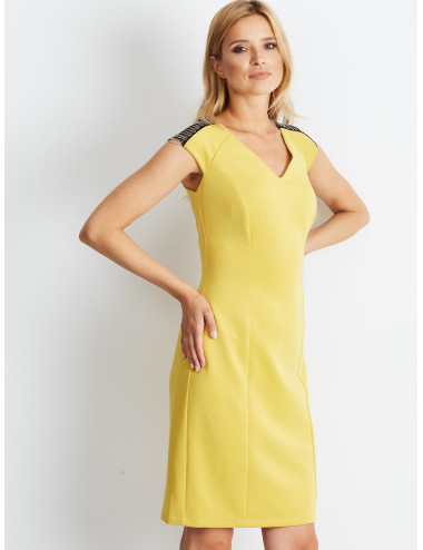 Women's dress with chains on the shoulders yellow  