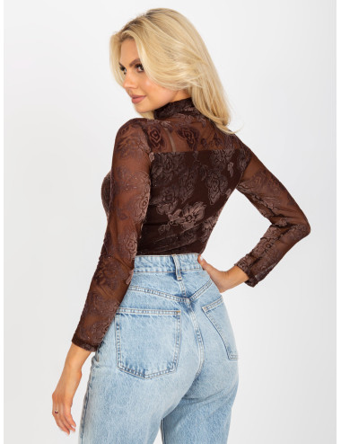 Brown women's turtleneck blouse 