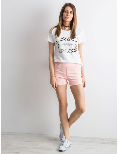 Peach tattered shorts with higher waist 