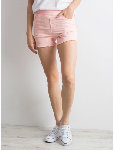 Peach tattered shorts with higher waist 
