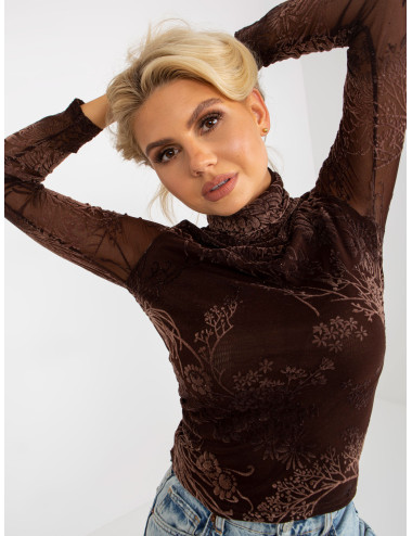 Brown blouse with velvet patterns 