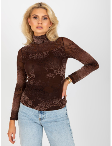 Brown blouse with velvet patterns 