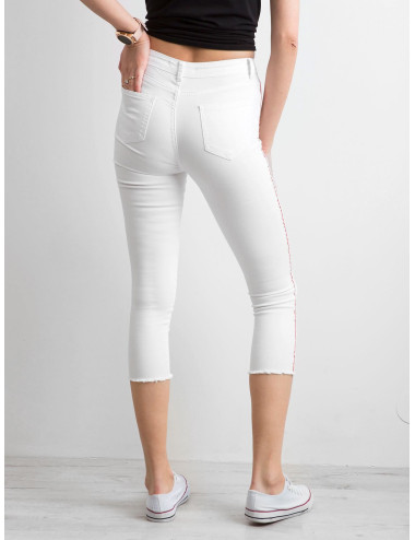 White pants with red stripe 