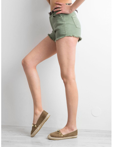 Green denim shorts 