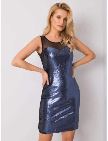 Navy Blue and Black Flash Sequin Dress 