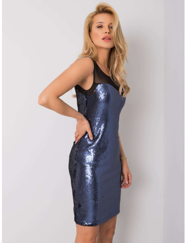 Navy Blue and Black Flash Sequin Dress 