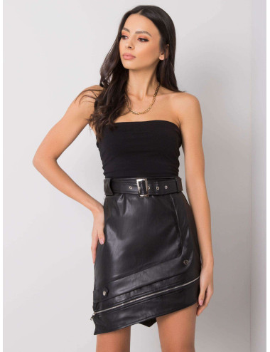 Anastasia Black Eco Leather Skirt 