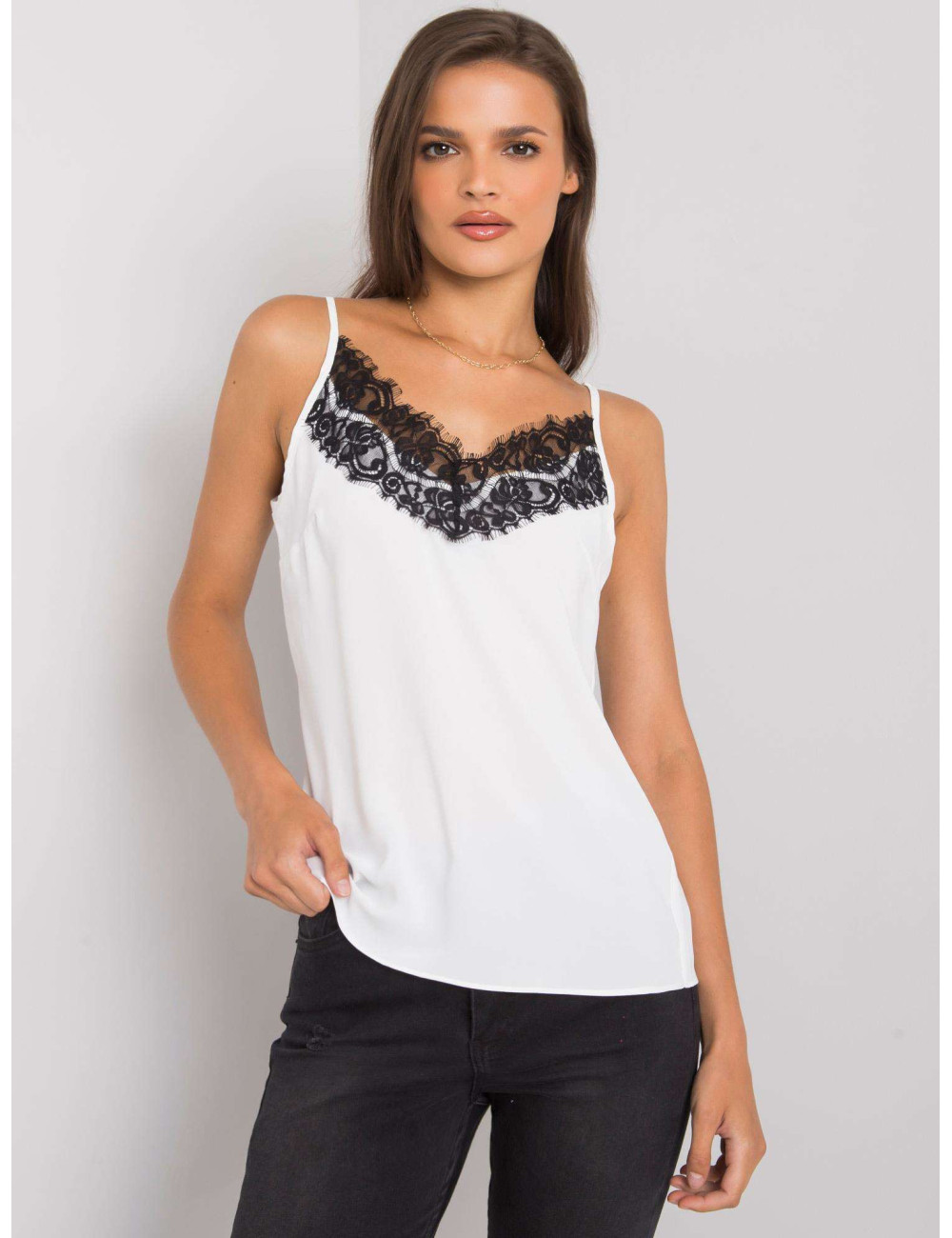 White and black Alenna lace top 