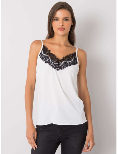 White and black Alenna lace top 