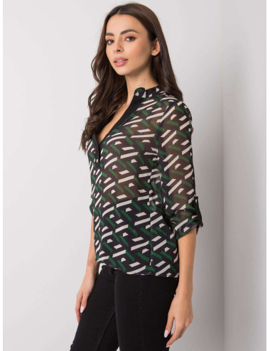 Black and green blouse for women with Denver prints 