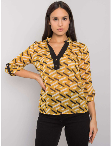 Black and yellow blouse for women with Denver prints 