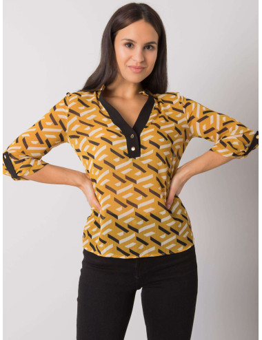 Black and yellow blouse for women with Denver prints 