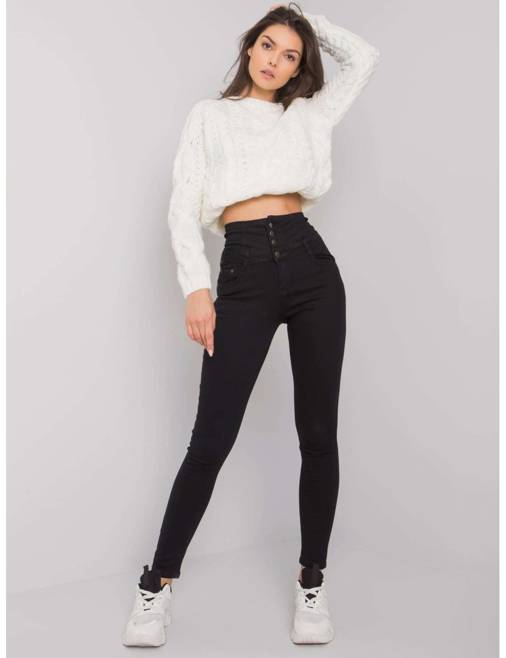 Black High Waist Garland Tube Jeans 