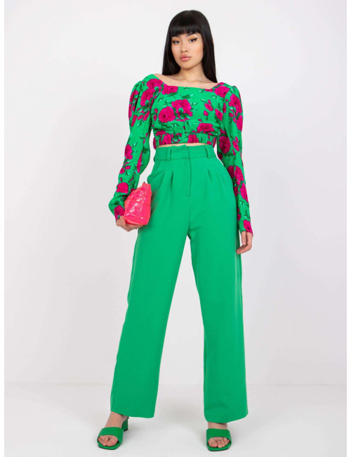 Caroline Green Elegant High Waist Pants 