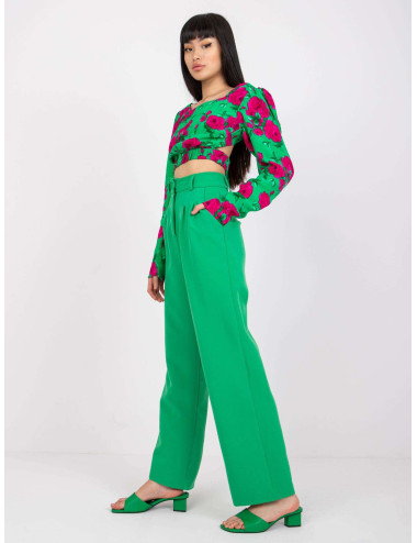 Caroline Green Elegant High Waist Pants 