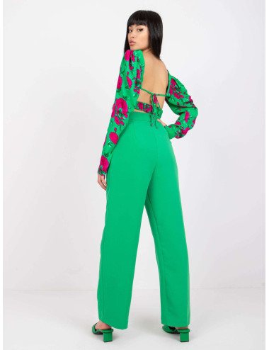 Caroline Green Elegant High Waist Pants 