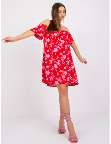 Red mini dress with flowers Amaya FRESH MADE  