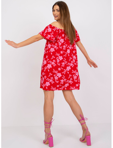 Red mini dress with flowers Amaya FRESH MADE  