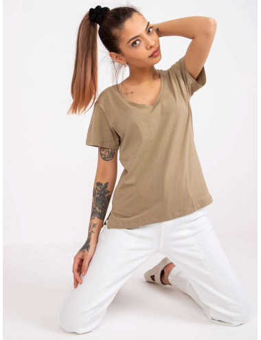 Dark beige cotton t-shirt for women Salina MAYFLIES 